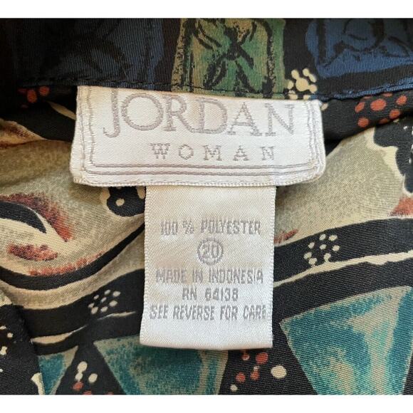 Vintage Jordan Shirt Women 20 Blue Green Tan Geometric Button Up 90s Long Sleeve - Picture 7 of 12